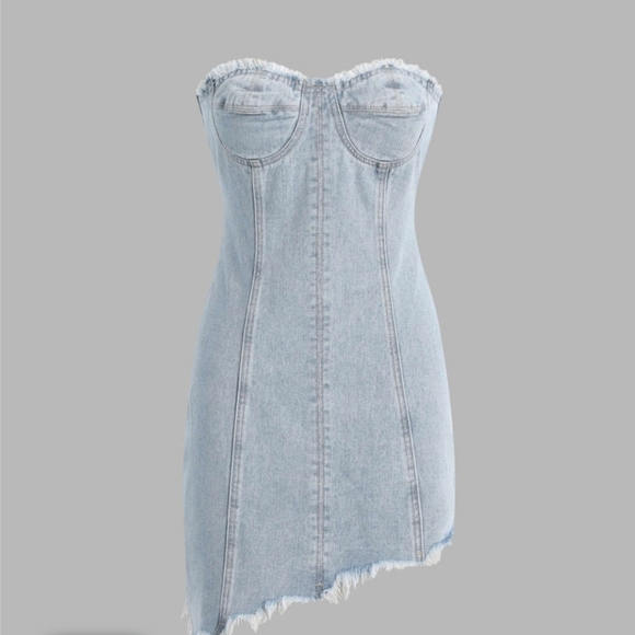 Cider Strapless Denim Dress - Picture 4 of 16